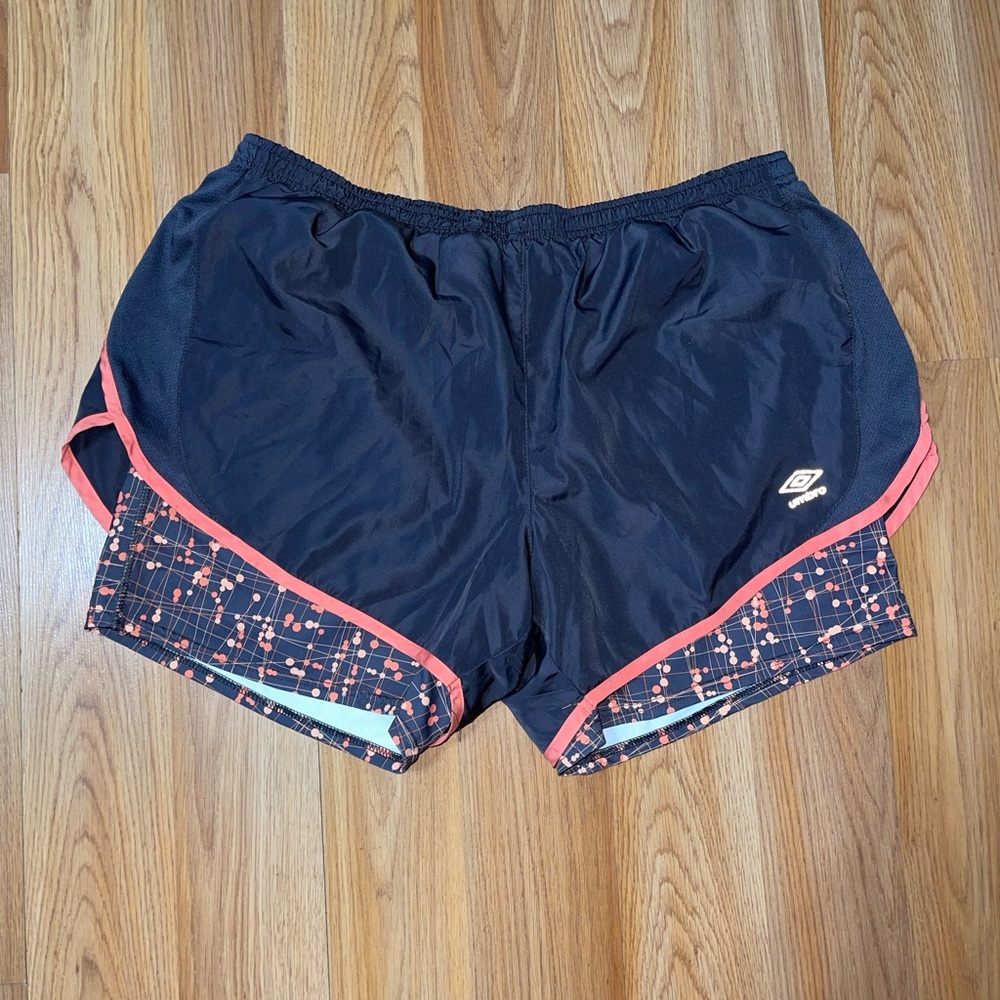 Umbro Black Shorts with Pink Trim